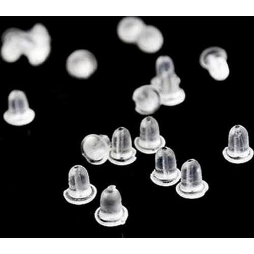 500pcs Earring Plugging Blocked Safety Bullet Earrings Stoppers Clear Soft Silicone Rubber Earring Backs for DIY Jewelry Making