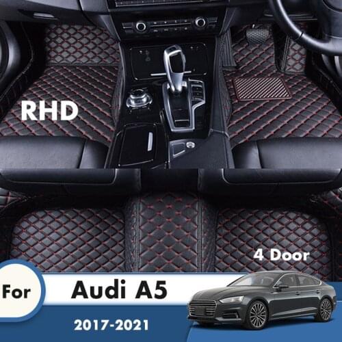 RHD Custom Car Floor Mats For Audi A5 4 Door 2021 2020 2019 2018 2017 Styling Carpets Leather Foot Pads Car Accessories Interior