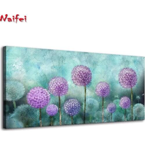 Large Abstract Dandelion Diamond Painting 5D Diy Full Square/Round Diamond Embroidery Purple Flower Picture Mosaic Home Decor