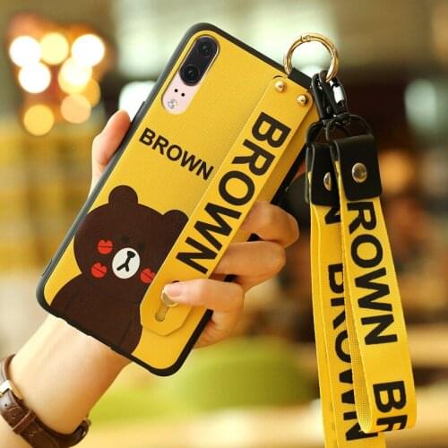 Huawei P20 case,ALIVO Cartoon 3D cute bear pig Full Protection Soft Silicone Fitted Case+Wrist lanyard for Huawei P20Pro Cover