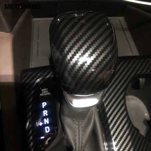 For Hyundai Santa Fe 2019 2020 Carbon Fiber Gear Shift Head Cover Trim Frame Decoration Sticker Interior Accessories Car Styling