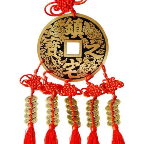 Fengshui Chinese Knot Good Luck Charm Chinese Ancient Coins Prosperity Protection Good Fortune Car Home Decoration Accessories