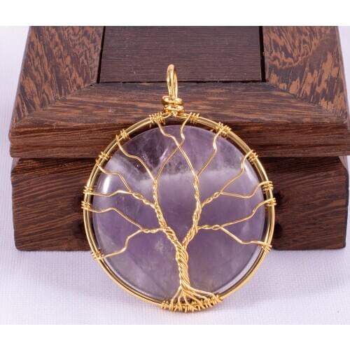 Fubaoying Sweater Chain Long Necklace Dress Charms Natural Stone Amethysts Pendants For Jewelry Making Diy