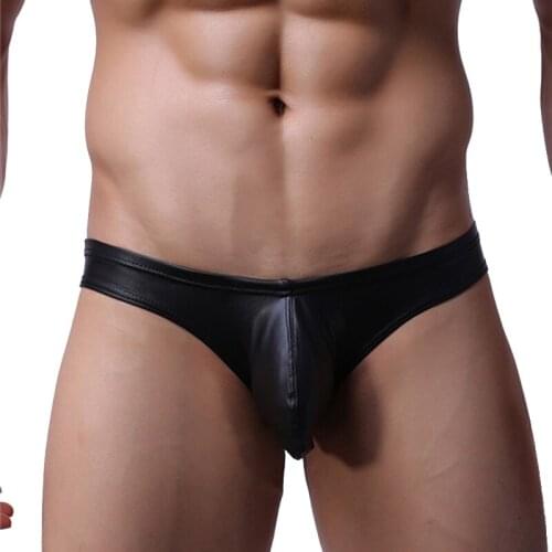 WOXUAN Hot Selling Men Underwear Patent Leather Sexy Gay Underwear Mens Briefs U Convex Pouch Hombre Briefs