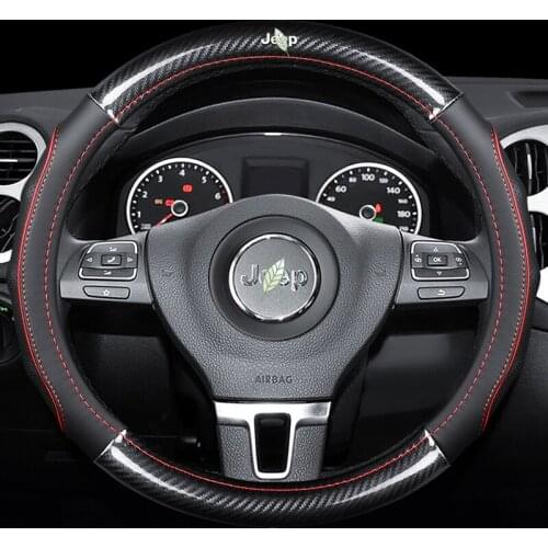 Personality Car steering wheel cover Carbon fiber + leather For JEEP wrangler cherokee compass renegade gladiator Auto parts