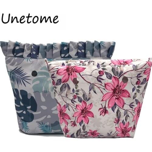 Classic Mini Floral Border Lining Colorful Print Inner Zipper Pocket For O bag Obag insert with inner waterproof coating handbag