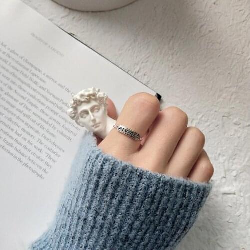 Ins Retro Simple Japan Korea Wind Always Letter Index Finger Opening Rings For Women Fine Jewelry Party Gift