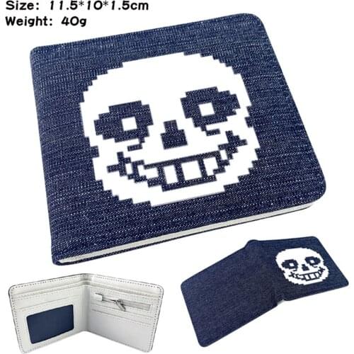 Short Wallet Anime Undertale Denim Teenger Bifold Photo Card Holder High Quality Student Casual Mens Womens Purse