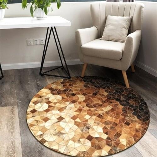 Round shaped natural cowhide seamed rug 100 cm,genuine cows skin fur carpet for living room bedroom decoration American style