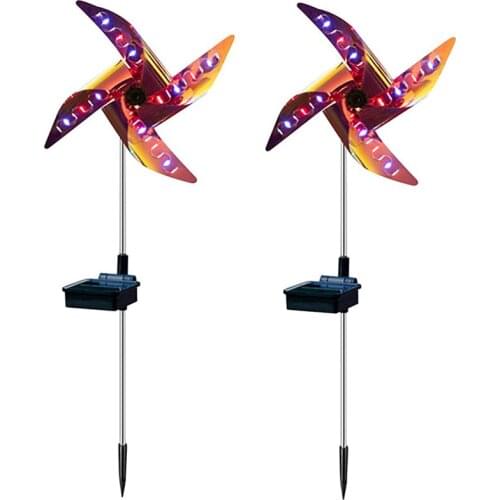Solar Wind Spinner Windmill Garden Stake Light Colorful LED Wind Sculpture Solar-Powered Garden Landscape Light