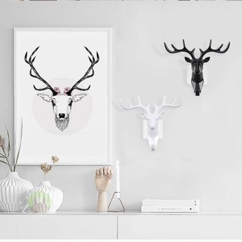 Wall hanging hook retro analog deer head antlers hanging clothes hat scarf key antlers horns home decoration