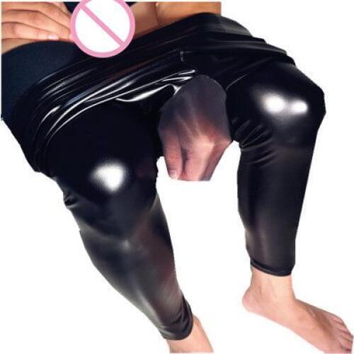 2018 Autumn and winter new mens sexy leather pants plus velvet thick PU not cracked leather warm pants pantyhose