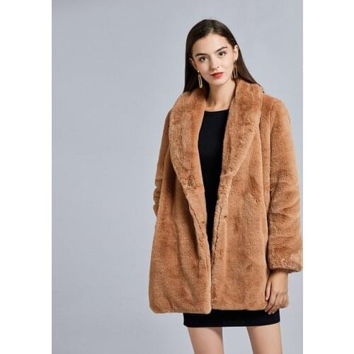 Lapel single-breasted thicker warm faux fur jacket female fluffy fur wool coat new spring winter soft faux fox fur jackets F653