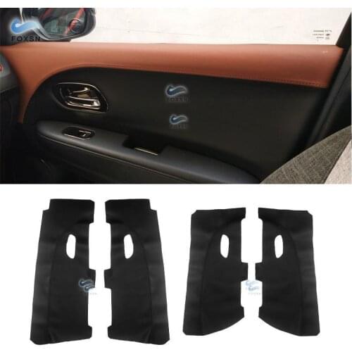 For Honda XRV Vezel H-RV Car Front / Rear Door Handle Panel Microfiber Leather Cover Protective Trim with Mount Fittings