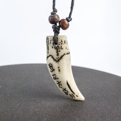 Character Carving Pendants limitation Yak Bone Material Bone Art Necklace Pendant Vintage Mens adjustable Rope Necklaces #GZ224