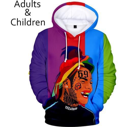 Suitable 6IX9INE 3D Hoodies Harajuku children Sweatshirts Men women Fashion 3D 6IX9INE Hooded Autumn boys girls Casual pullovers