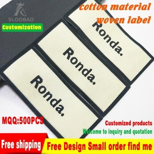 FreeShippingCustomGarmentLabelsClothingLabelsTagsCustomizedLogoPureCottonYarnWovenLabelNameLabelsForClothing500pcs/lot
