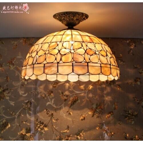 12inch mediterranean tiffany style shell ceiling light for restaurant bar study lamp 110-240V