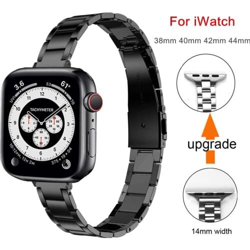 Narrow Band for Apple Watch SE Series 6/5/4/3/2/1 Bands 38mm 40mm 42mm 44mm Upgrade Stainless Steel Wristband for iWatch Strap