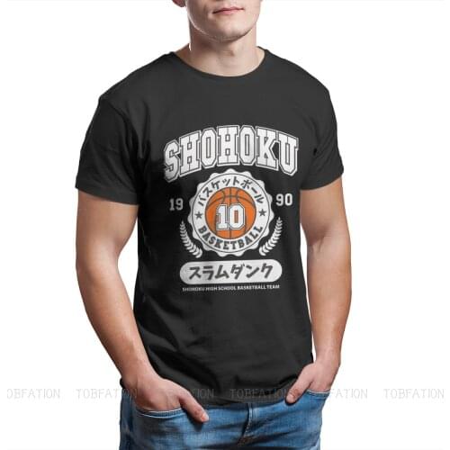 Shohoku High School Fashion TShirts Slamdunk Hanamichi Sakuragi Kaede Rukawa Anime Male Fabric Tops T Shirt Round Neck Big Size