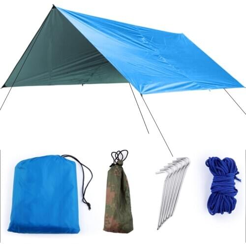 Outdoor Waterproof UV-resistant Camping Tarp Folding Portable Beach Shade Tent with 1 storage bag 6pcs tent pegs 6pcs wind rope