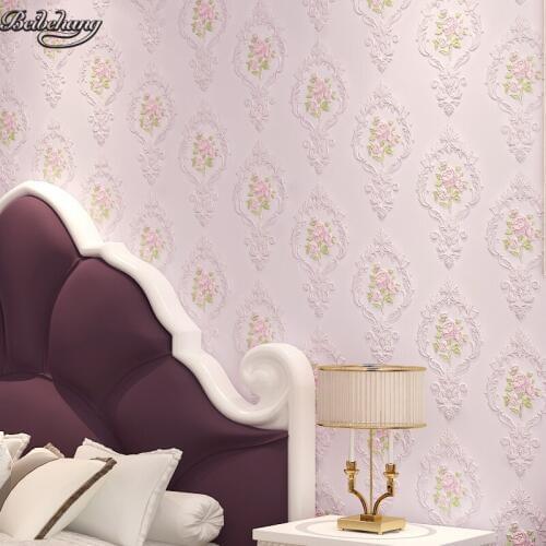 Beibehang pressure three - dimensional European - style garden flowers non - woven wallpaper living room sofa background