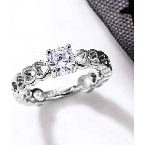 YSDLJG Fashion White Zircon Personality Girl Classic Personalized Hollow Love Ring Women Wedding Engagement Ring Jewelry Gift