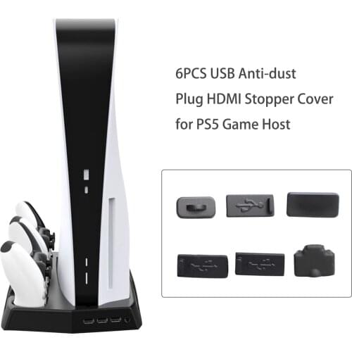 6PCS Silicone For PS5 Cover Stopper Dust Plugs Set USB Interface Anti-Dust Cap CoverGame Console Accessories Parts