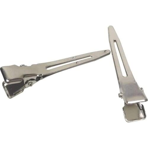 Mayitr 50pcs 45mm Hair Alligator Clips DIY Silver Flat Metal Single Prong Alligator Hair Clip Barrette For Hair Style Tools