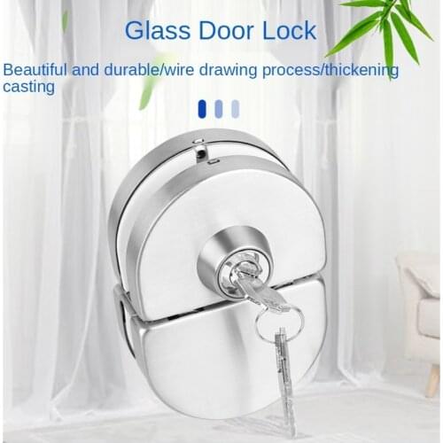 1Pc Stainless Double Open Glass Door Lock Anti-theft Steel Double Bolt Sliding Door Lock Hotel Office Glass Safety Door Hardware