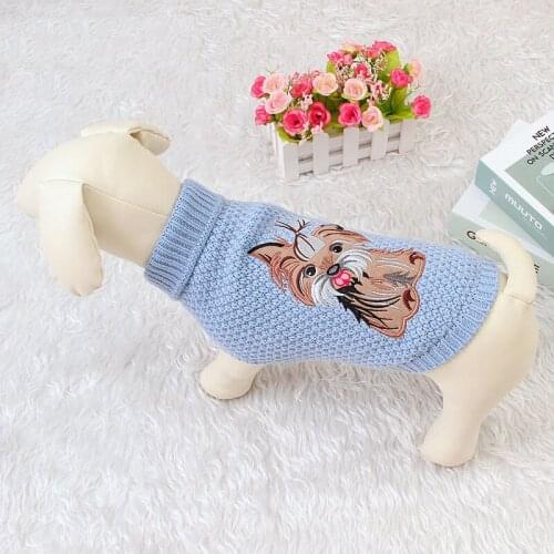 Winter Animal Embroidered Knitted Cat Dog Clothes Warm Sweater For Small Yorkie Pet Clothing Coat Knitting Crochet Cloth S-XL