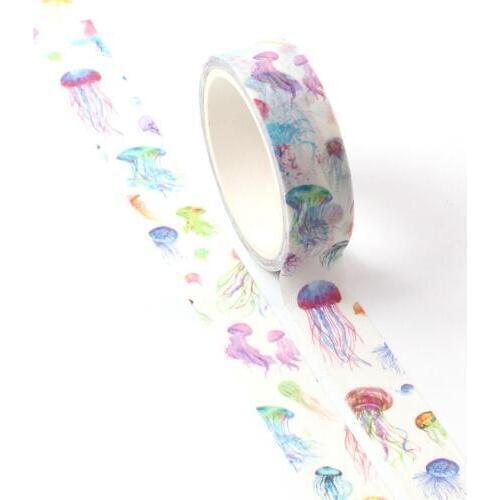 1PC Colorful Beautiful Jellyfish Washi Tape Planner Scrapbooking Cute Cinta Adhesiva Decorativa Masking Tape Japanese Stationery