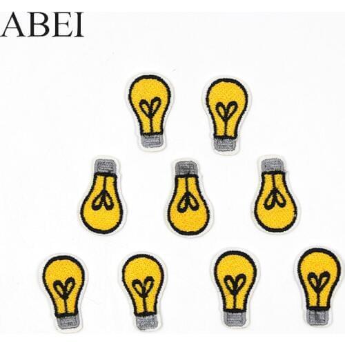 10pcs/lot Embroidery bulb Patches Iron On Small Cartoon Appliques Sewing Clothes Applique Diy mini stickers Bags Coats Badge