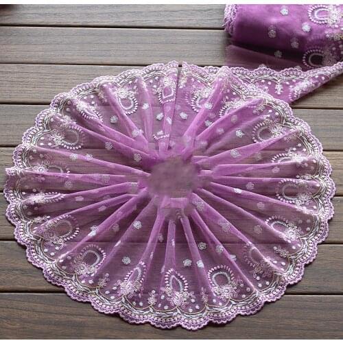 10Yards Purple Embroidery Lace Trim Flowers Ribbon Fabric Guipure Diy Trims Sewing Accessories Wedding Decoration