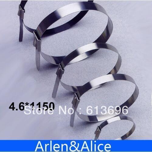 100pcs 4.6mmx1150mm STAINLESS STEEL ZIP CABLE TIES LOCK TIE WRAP