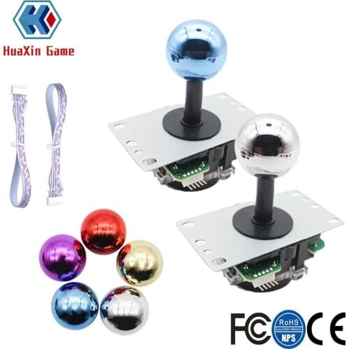 2 PCS Copy Sanwa 5Pin 8Way High Quality Joystick For DIY Arcade Game Machine Plating Multi Color Chrome Red Blue