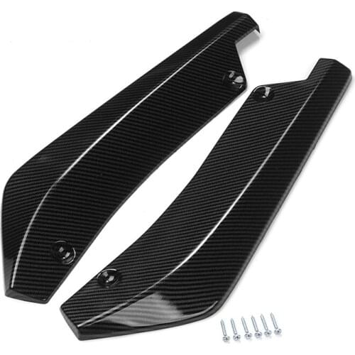2Pcs Glossy Carbon Fiber Car Bumper Fin Canard Splitter Diffuser Spoiler Lip Anti-Scratch Universal Protector Angle
