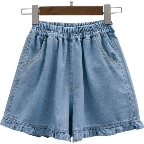 2021 Summer New High waist Denim Shorts Women Loose Pocket Stretch waist Casual Wide-leg pants Super Plus size Thin Hot Pants