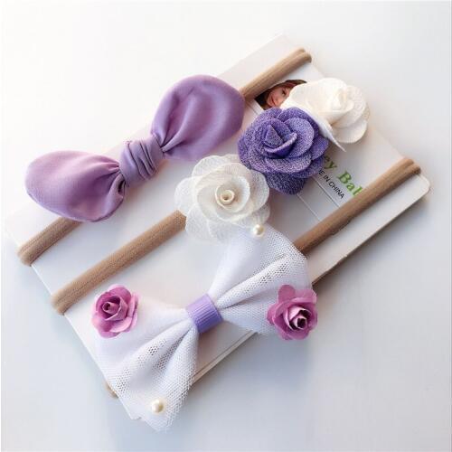 3 pcs/set flower bowknot newbron bow headband baby girls kids hair head bands wrap accessories for children headwrap headbands