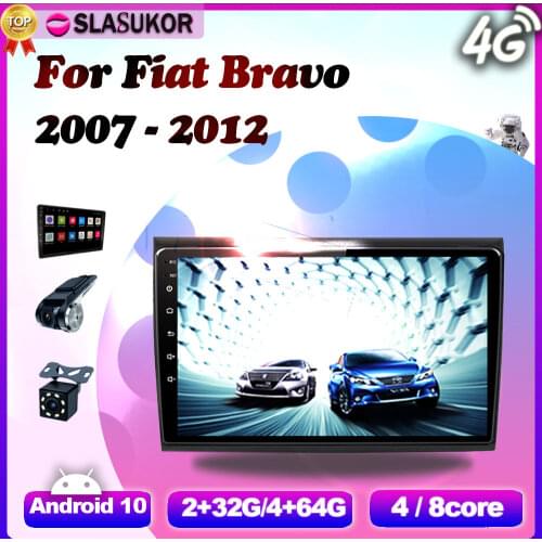 6+128G Android 10 For Fiat Bravo 2007 2008 2009 2010 2011 2012 ADAS 4G RAM Auto Video Player Navigation Car GPS DVD Cable Canbus