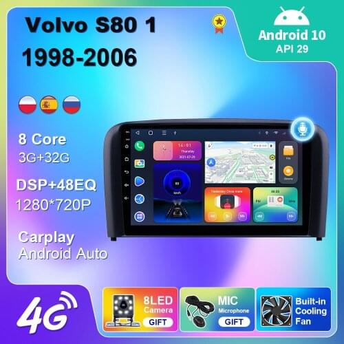 4G WIFI For Volvo S80 1 1998-2006 Car Radio Multimedia Video Player Navigation Car Android Auto Carplay 2 din Android 10 DVD