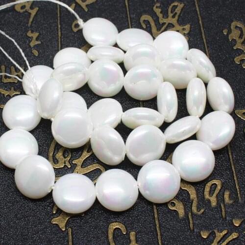 White Shell pearl Coin Shape Loose Beads 15" , For DIY Jewelry Making !We provide mixed wholesale for all items