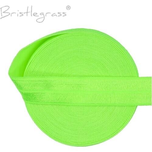 BRISTLEGRASS 5 Yard 5/8" 15mm Neon Key Lime Color FOE Fold Over Elastic Spandex Satin Kid Hairband Headband Lace Trim DIY Sewing