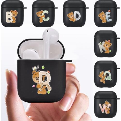 Letter Series Earphone Case for Apple Airpods 1/2 Cute Style Soft Silicone Matte Black Airpods Case Wireless Earphone Accessorie
