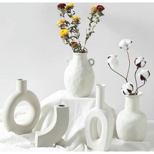 Fiori Droogbloemen Ceramic Bum Vase Succulent Small Pot Dried Flowers Arrangement Living Room Decoration Creative Home Vaasjes