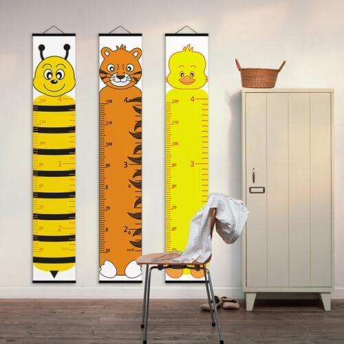 Wooden Wall Hanging Scroll painting Children Room Growth Chart Cartoon Animal Height Measure Ruler painting wall Poster
