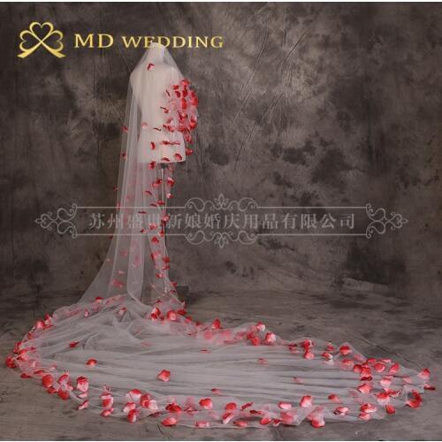 Elegant Bridal Veil White/Ivory Appliqued Cathedral 3m Long Wedding Veil With Comb Lace Mantilla Wedding Accessories MD3038