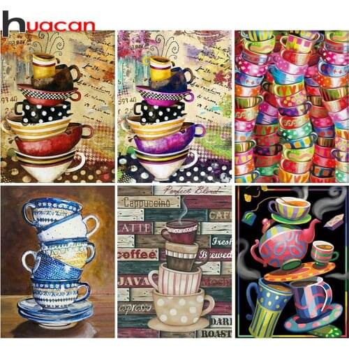 Huacan Diy Diamond Painting Cup Color Home Decor Full Square/round Mosaic Embroidery Scenery Wall Stickers