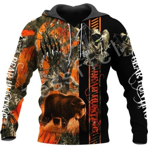 Tessffel Bear Hunter Camo 3D All Over Printed New Mens Sweatshirt Harajuku Zipper Hoodie Casual Unisex Jacket Pullover Style-2