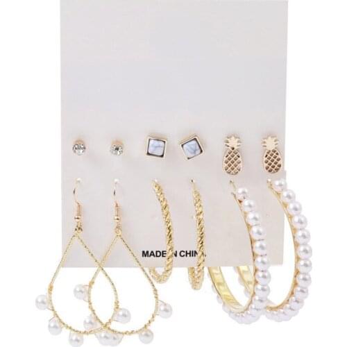 2021 Womens Earring Set Pearl Earrings For Women Bohemian Fashion Jewelry Geometric Heart Earing Hot Sale New Trendy Flower